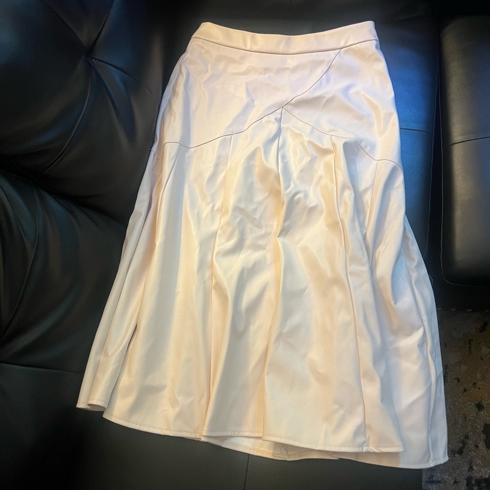 Very stylish leather midi skirt